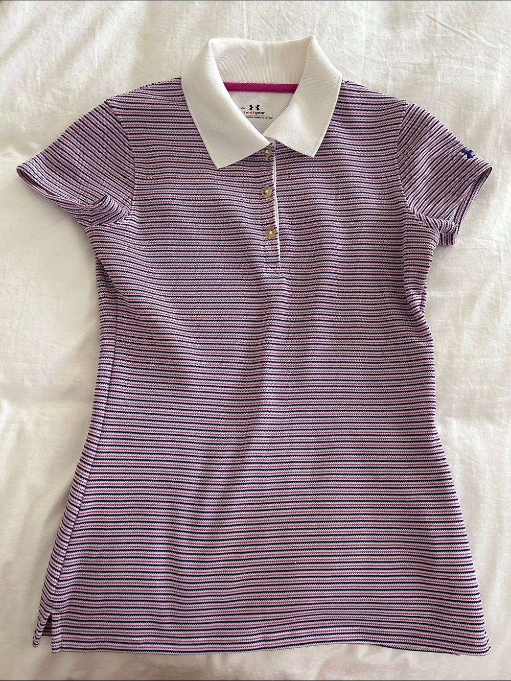 Under Armour Women’s Purple Striped Polo Shirt with White Collar
